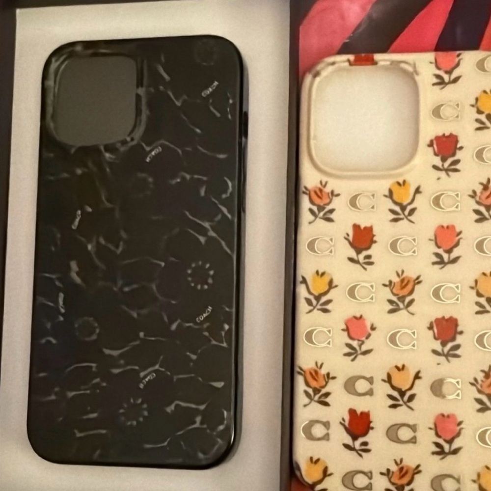 Coach Black and Cream Floral Phone Case Duo